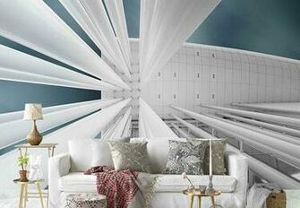 Photo Wallpaper Wall Mural Pillars Ceiling Tiles Perspective