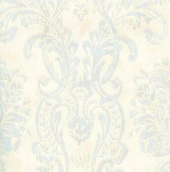 Light Blue Cream Cg97126 Henrietta Damask Wallpaper Kitchen