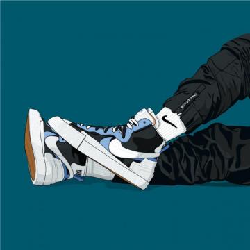 Sacai X Nike Blazer Sneakers Illustration Cool Wallpaper
