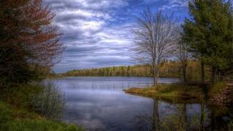 Wallpaper Lake Trees Sky Landscape HDr 4k Ultra HD