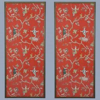 Pair Of French Chinoiserie Wallpaper Panels Circa