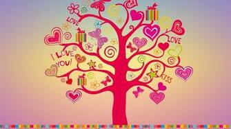 Love You Tree Hearts Wallpaper Description I