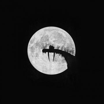 Tusk Moon Poster Illustration Art Dark Bw iPad Air Wallpaper