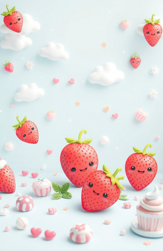 Kawaii Strawberry Wallpaper