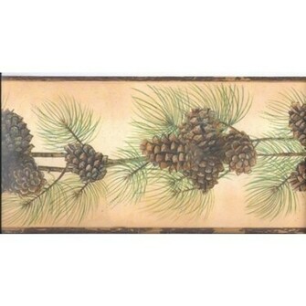 Beautiful Pine Cone And Needles On Backlit Gold Wallpaper Border All