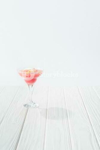 Close Up Of Tasty Summer Alcohol Cocktail On White Wooden