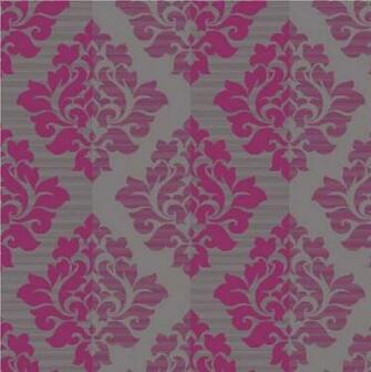 Arthouse Nightfall Damask Flock Metallic Wallpaper Roll Pink