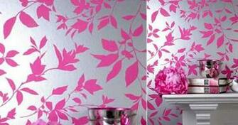 Midsummer Pink And Silver Metallic Modern Floral Wallpaper