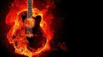 Guitar Flame Fire Music Hot Wallpaper Photo