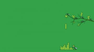Wallpaper Minimalism Grass Green Ants Tetris Shape Line