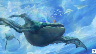 Flying Sky Whales With Paper Planes Nlfciu9sjitnw7fe Wallpaper