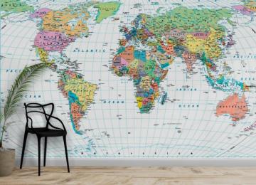 Colorful Ellipse World Map Wallpaper