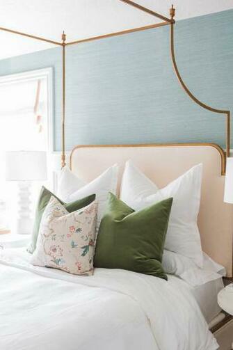 Upper Walls Clad In Thibaut Shang Extra Fine Sisal Mineral Wallpaper