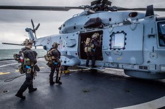 Commandos Marine Embarking In A French Navy Nh90 Wallpaper