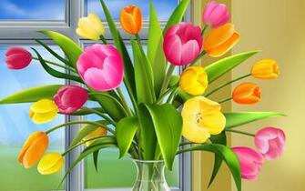 Flowers Vase Art Wallpaper
