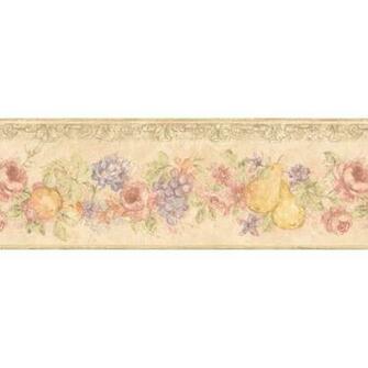 Brewster Beige Fruit Floral Border Wallpaper Overstock
