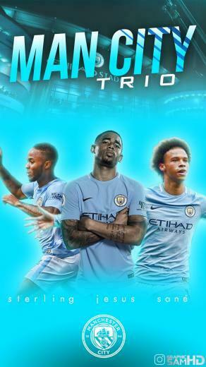 Raheem Sterling Gabriel Jesus And Leroy San Manchester City