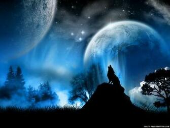 Wallpaper Wolf At Moonlight