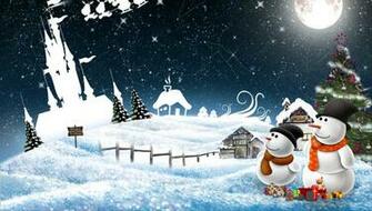 Wallpaper New Year Snowmen Night Greeting