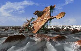 Rusty Space Ship Desktop Background