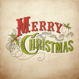 Vintage Christmas Card Merry Lettering Jpg