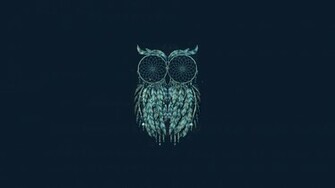 Wallpaper Dreamcatcher Owl Minimalism Blue Background