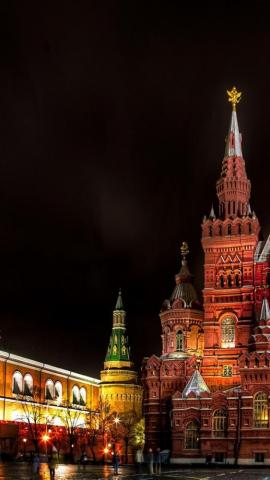 Moscow Russia Red Square State Historical Museum Night