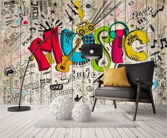 Custom Mural 3d Photo Wallpaper Hand Drawn Cartoon Doodle Music