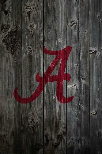 Alabama Crimson Tide Alternate Logo Wood iPhone Background A