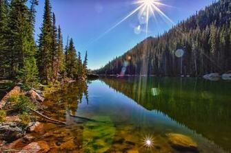 Lake Rocky Mountain National Park Trees Desktop Wallpaper
