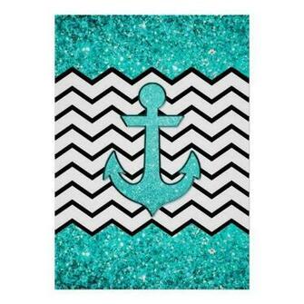 Teal Glitter Anchor And Chevron iPad Case