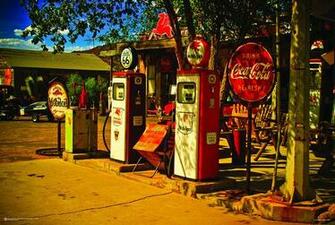 Metal Signs Auto Cars Route Gas Station