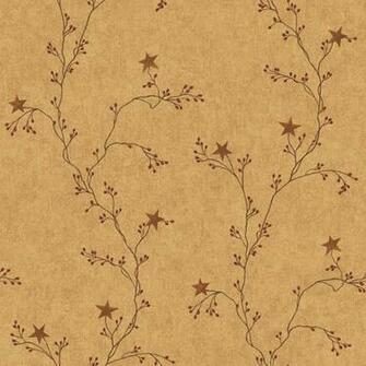 Star Berry Vine Wallpaper Mustard Sturbridge Yankee Workshop