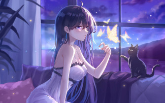 Anime Girl With Cats 4k Macbook Pro Retina HD Wallpaper