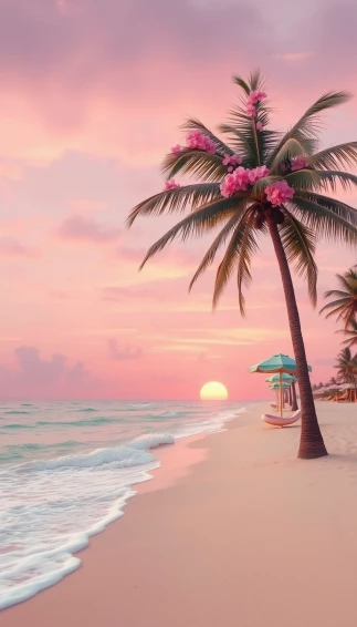 Pink Girly Beach Wallpaper