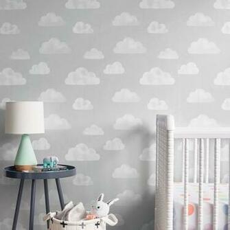 Peel Stick Wallpaper Stamped Stars Gray Cloud Island Clouds