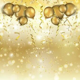 Golden Balloons And Confetti For A Party Vector