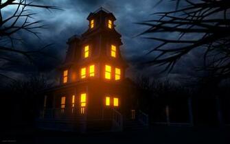 House Creepy Halloween Haunted Lights Windows Wallpaper
