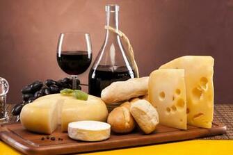 Wine Red Glass Cheese Camembert Emmental Bread White