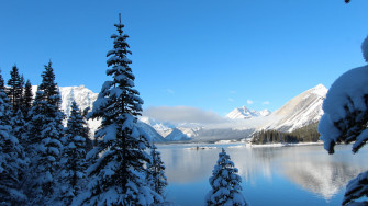 Winter Snow Lake Mountain HD Nature 4k Wallpaper Image