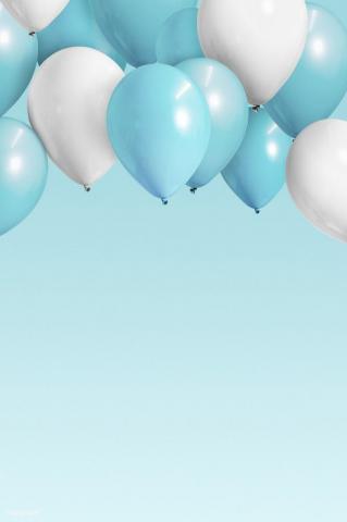 Premium Illustration Of Pastel Blue Balloons Banner