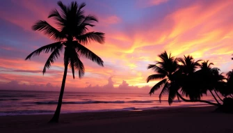Tropical Beach Sunset Wallpaper