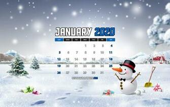Wallpaper January Calendar 4k Snowman Winter