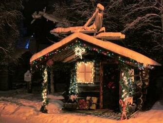 Christmas Log Cabin Wallpaper