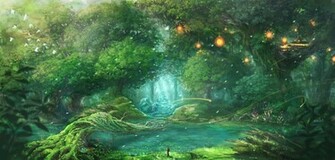 Original Anime Forest Landscape Wallpaper Background