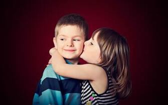 Little Cute Baby Hug And Kissing Beautiful HD Wallpaper