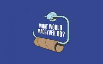 Minimalistic Funny Roll Toilet Paper Blue Background Macgyver