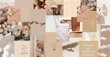 Beige White Aesthetic Cute Collage In Flower Background