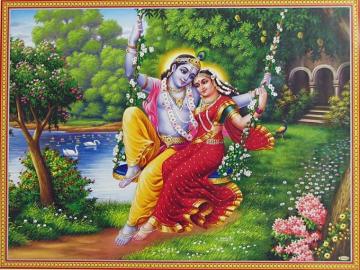 Radha Krishna On A Swing