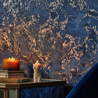Liquid Marble Wallpaper In Blue Gold I Love